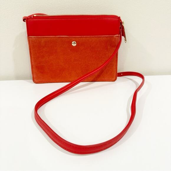 Talbots Handbags - Talbots Red Leather Suede Shoulder Bag Purse